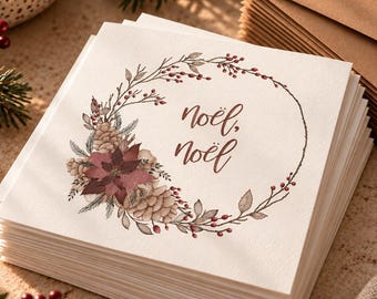 Noël, Noël Christmas Card Pack, Winter Wreath Design