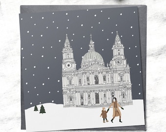 London Christmas cards, Christmas cards, St Paul's Cathedral, british landmark, minimal christmas, Scandi Christmas, pack of Christmas cards