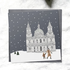 Tarjetas de Navidad de Londres, tarjetas de Navidad, Catedral de San Pablo, punto de referencia británico, Navidad mínima, Navidad Scandi, paquete de tarjetas de Navidad