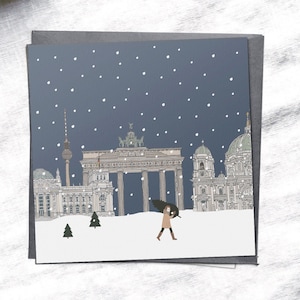 Tarjetas de Navidad de Berlín, tarjetas de Navidad, Puerta de Brandenburgo, punto de referencia alemán, Navidad mínima, Navidad Scandi, paquete de tarjetas de Navidad