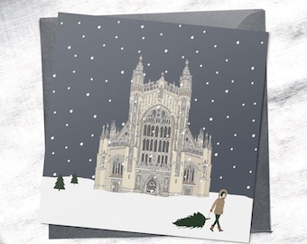 Bath Christmas cards, Christmas cards, Bath Abbey, british landmark, minimal christmas, Scandi Christmas, pack of Christmas cards