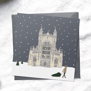 Bath Christmas cards, Christmas cards, Bath Abbey, british landmark, minimal christmas, Scandi Christmas, pack of Christmas cards