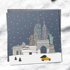 Single New York Christmas card, Xmas card, Statue of Liberty, NY city landmark, minimal christmas, Scandi Christmas, individual xmas card