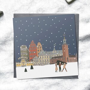Tarjetas de Navidad de Estocolmo, tarjetas de Navidad, Drottningholm, punto de referencia de Estocolmo, Navidad mínima, Navidad Scandi, paquete de tarjetas de Navidad
