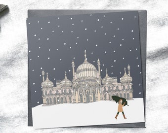 Cartões de Natal de Brighton, cartões de Natal, Royal Pavilion, marco britânico, Natal mínimo, Natal Scandi, pacote de cartões de Natal