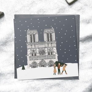 Pariser Weihnachtskarten, Notre-Dame, Wahrzeichen von Paris, Pariser, minimales Weihnachten, skandinavisches Weihnachten, Weihnachtskarten, Weihnachtskarten