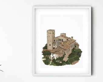 Castell D'emporda Print: Costa Brava Wedding Venue Illustration