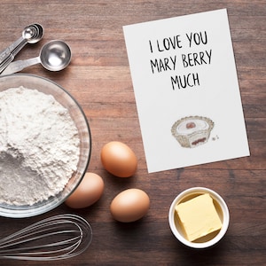 Te amo Mary Berry Much, tarjeta Great British Bake Off, tarjeta para amigo o novia, tarjeta de aniversario, tarjeta de San Valentín, tarjeta de felicitación A6