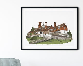 The Beacon, Tunbridge Wells Print: Full Colour Wedding Venue Illustration