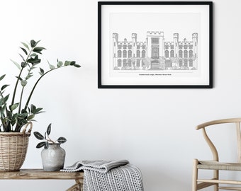 Cumberland Lodge Illustration Print, Windsor Great Park Travel Art