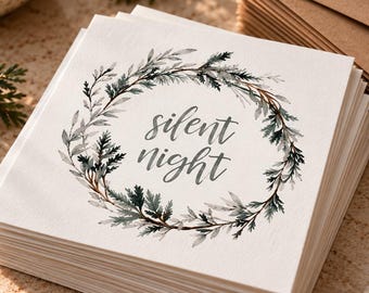 Silent Night Christmas Card Pack, Winter Wreath Design