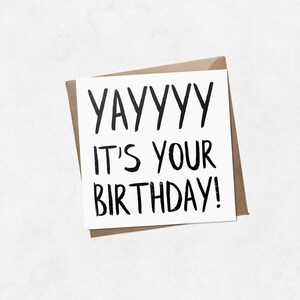 Sì, è il tuo biglietto d'auguri, biglietto con lettere a pennello, biglietto monocromatico, biglietto d'auguri, biglietto minimale, biglietto tipografico, biglietto con lettera a manico, sotto i 5 anni