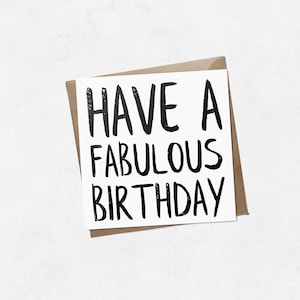 Heb een fantastische verjaardag, penseelbriefkaart, monochrome kaart, verjaardagskaart, minimale kaart, typografische kaart, handlettered kaart, onder de 5