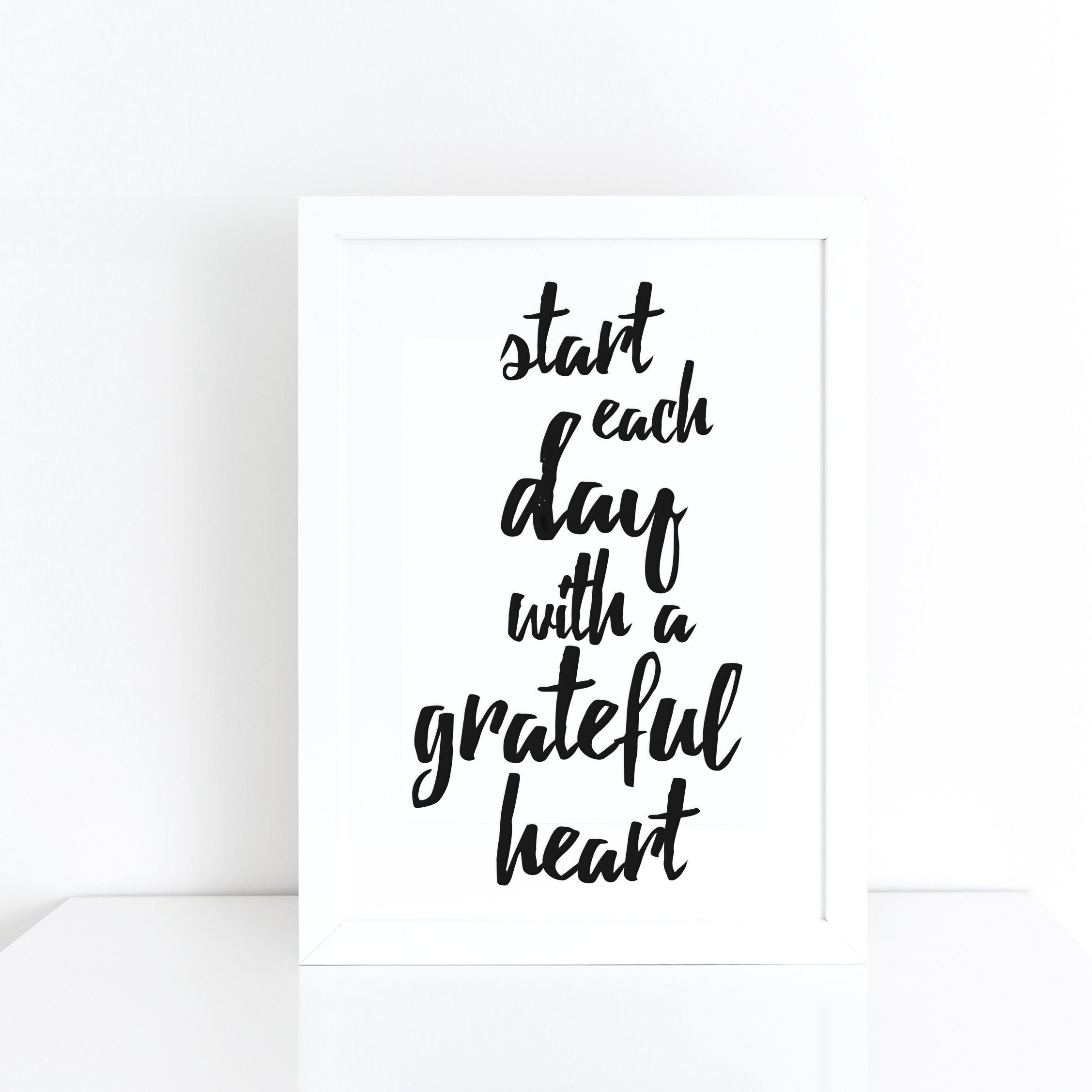 Start Each Day With a Grateful Heart Brush Letter Monochrome - Etsy