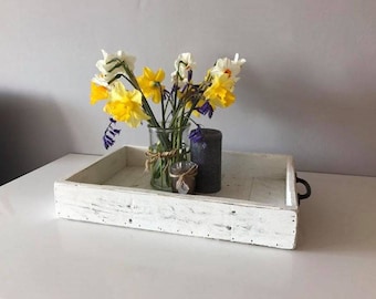 Handcrafted Distressed White Centre Piece Tray