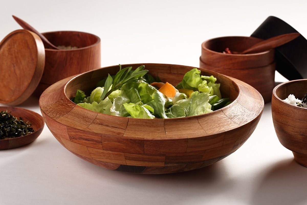 Style B Large Salad Serving Bowl. Serving Bowl. Wooden Bowl. Etsy