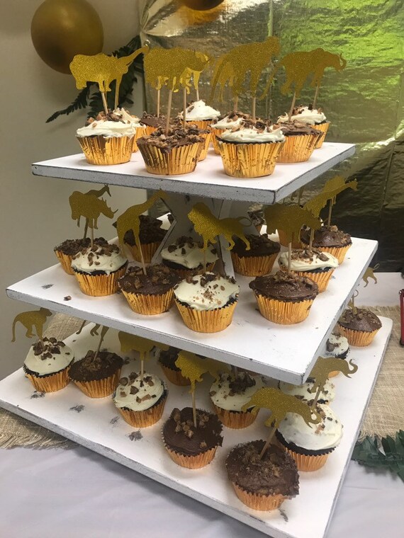 5 Tier Rustic Cupcake Stand Tiered Cupcake Tower Wedding Etsy