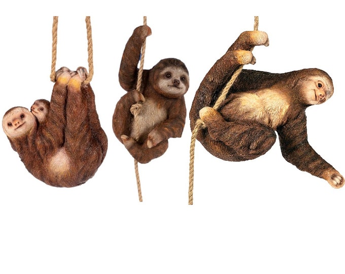 Climbing Sitting Sloth Ornament Garden Home Resin Statue Lifelike Jungle Themed 2 Styles & Sizes To Chose From