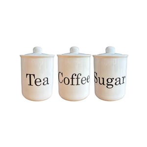 Tea Coffee Sugar Canisters China Ceramic Containers Black White Single or Set 3