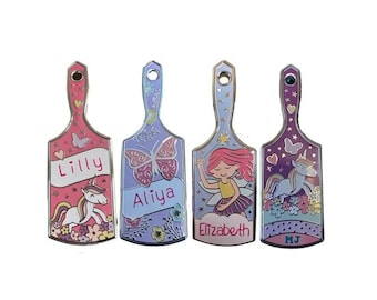 Personalised Hairbrush Custom Kids Teenagers Paddle Brush Choice of Fairy Rainbow Unicorn Butterfly or No Name Unicorn Tangle Free