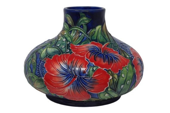 Squat Bulb Vase 6 1582 Old Tupton Ware Hibiscus Floral Etsy
