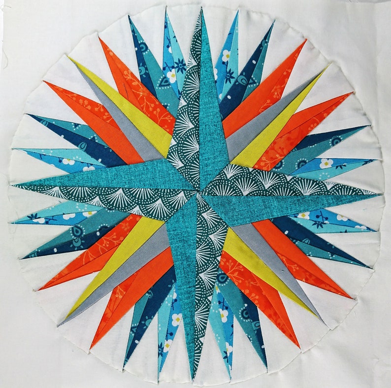 PDF Pattern, Mariner's Compass, Quilt Block, Star Quilt Etsy