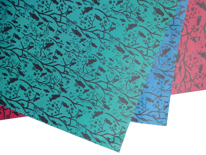 Wrapping paper birds  christmas  red green blue image 1