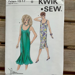 LADIES ELEGANT FLOOR or KNEE LENGTH DRESS PATTERN   XSM-XLG FF KWIK SEW #3403 