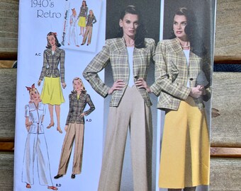 Simplicity 4044 Plus Size Retro 1940s Pants Jacket Skirt Pattern Sizes 20W-28W 