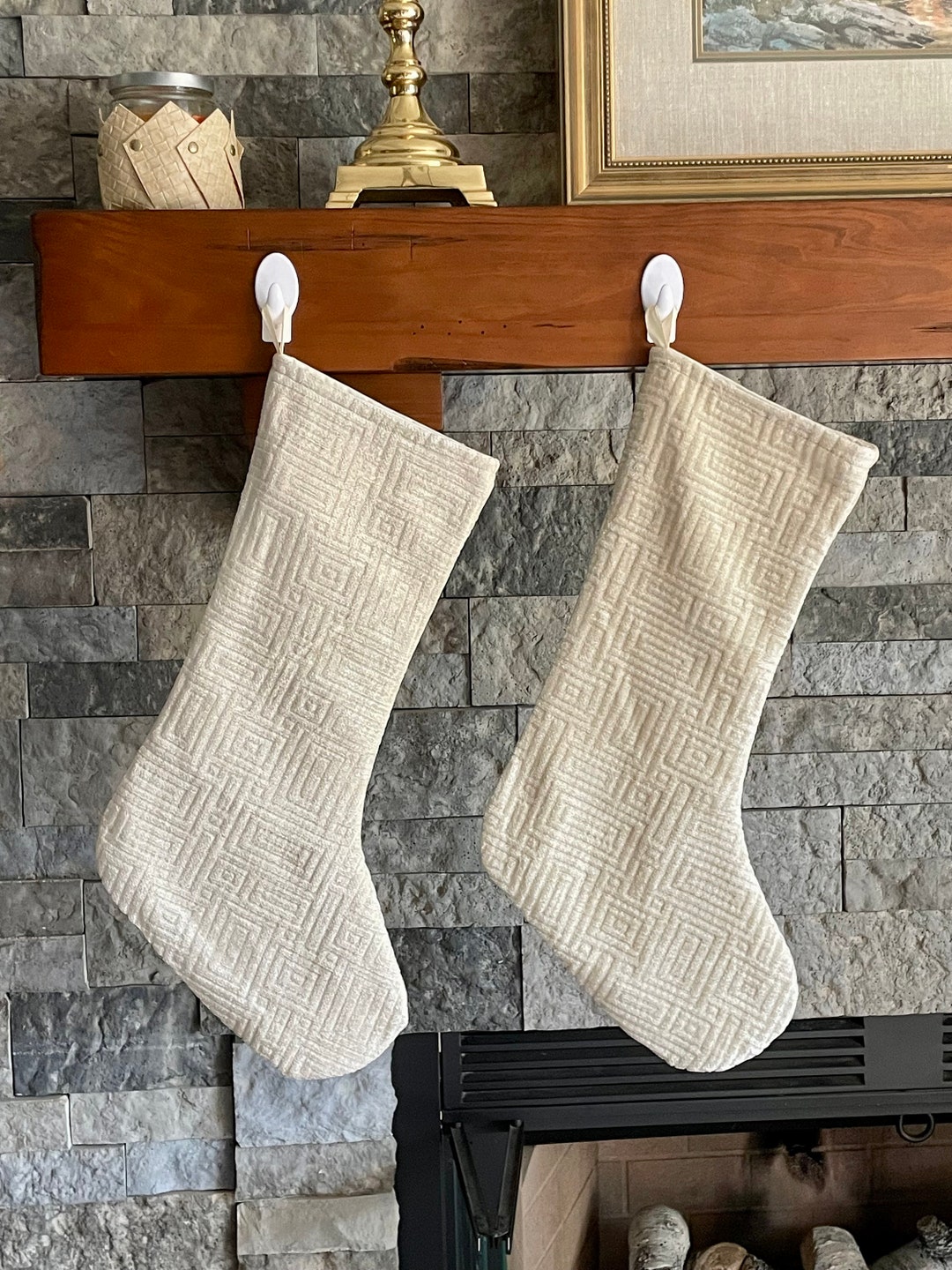 Minimalist Neutral Colored Christmas Stocking Etsy