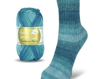Rellana Merino Cashmere Sock Yarn, Superwash Gradient Fingering, 2 Skeins for a pair of socks