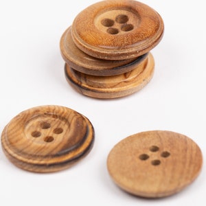 Round Olive Wood Buttons - Natural Buttons - Wooden Buttons for kids - Diameter 15 mm-20 mm-25 mm - Four Holes Buttons | Quantity 1 button