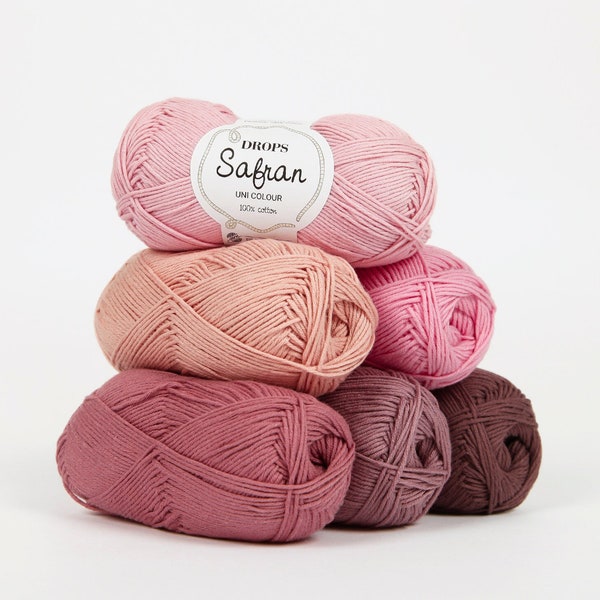 Cotton yarn DROPS SAFRAN, Amigurumi yarn, Crochet yarn, Summer yarn, Soft cotton yarn, Knitting cotton yarn, Egypt cotton
