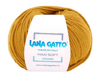 Merino yarn worsted weight Lana Gatto MAXI SOFT Merino wool yarn for knitting - Aran yarn - 50g 90 m - Soft wool yarn for babies, kids