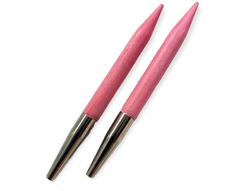 Lykke Blush Knitting Needles: 3.5'' Pink Wood Interchangeable Tips
