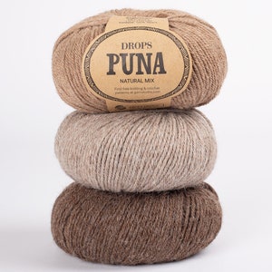DROPS Puna, Alpaca yarn, Alpaca fiber, Alpaca wool yarn, Knitting yarn, DROPS yarn, Pure alpaca, dk yarn alpaca, worsted yarn, superfine