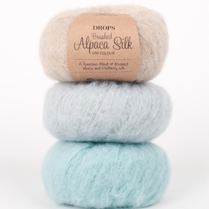 Alpaca yarn - Fluffy yarn - Knitting yarn - Aran yarn - Worsted yarn - Drops yarn - Superfine Alpaca - DROPS Brushed Alpaca Silk