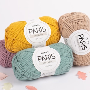 DROPS PARIS Cotton yarn Aran weight yarn, Crochet yarn, Crochet cotton yarn, Worsted yarn, Summer yarn, Soft yarn, Natural yarn