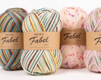 Self Striping Sock Yarn DROPS FABEL - Gradient Wool Blend Superwash Fingering Weight yarn