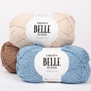 DROPS Belle Cotton Viscose Linen Yarn, DK Weight, Summer Fiber, Everyday Luxury, 50g