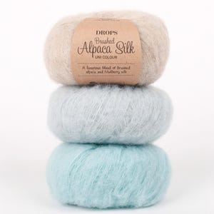 Alpaca yarn - Fluffy yarn - Knitting yarn - Aran yarn - Worsted yarn - Drops yarn - Superfine Alpaca - DROPS Brushed Alpaca Silk
