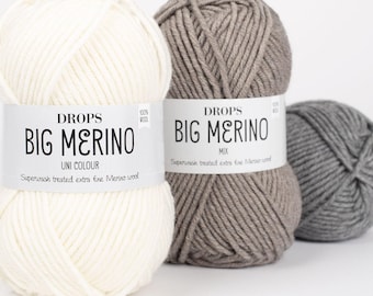 DROPS Big Merino Yarn – Superwash Merino Wool, Aran Worsted - 50g 82 Yards