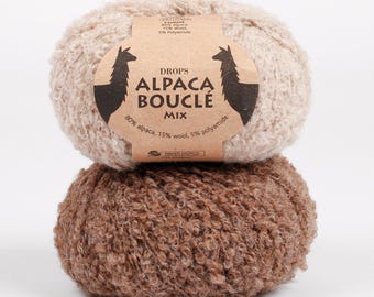 DROPS Alpaca Boucle Yarn, Aran Worsted Weight 50g 153 Yards