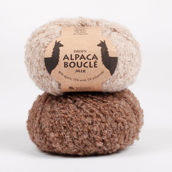 DROPS alpaca bouclégaren, aran kamgaren, gewicht 50 g 153 yard