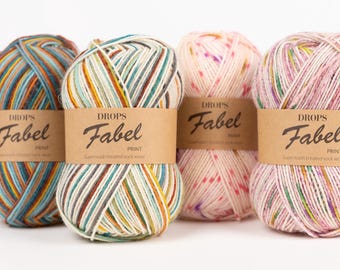 Zelfstrepend sokkengaren DROPS FABEL - Superwash-garen met kleurverloopwolmix Fingering Weight