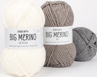 DROPS Big Merino Yarn – Superwash Merino Wool, Aran Worsted - 50g 82 Yards