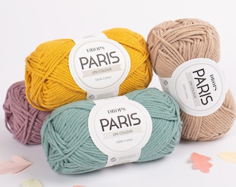 DROPS Paris, Knitting yarn, Cotton yarn, Crochet yarn, Crochet cotton yarn, Aran yarn, Worsted yarn, Summer yarn, Soft yarn, Natural yarn
