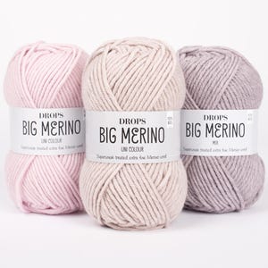 DROPS Big Merino - Merino wool yarn - Superwash yarn - 100 wool yarn - Soft wool - Drops yarn - Yarn worsted - Aran yarn - Knitting yarn