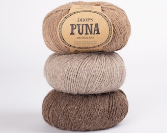 DROPS Puna, Hilo de alpaca, Fibra de alpaca, Hilo de lana de alpaca, Hilo de punto, Hilo DROPS, Alpaca pura, alpaca hilo dk, hilo peinado, superfino