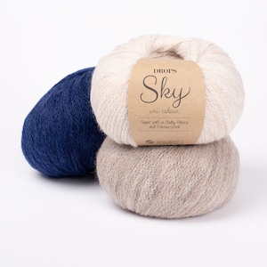Baby alpaca yarn - DK yarn - Knitting wool yarn - Drops SKY yarn - Crochet wool - Soft yarn - Yarn for baby - Yarn for scarves